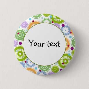 Colourful retro design 6 cm round badge