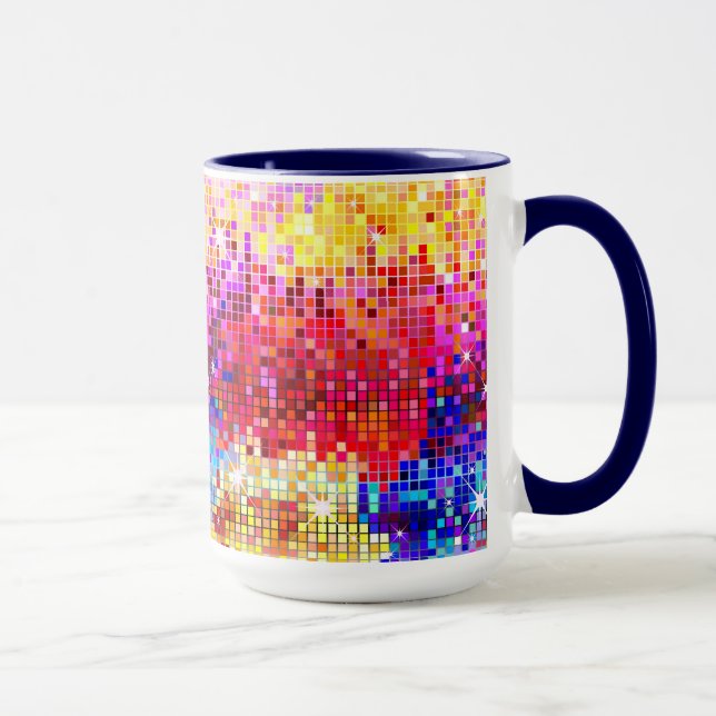Colourful Retro Disco-Ball Mirrors Pattern Mug (Right)