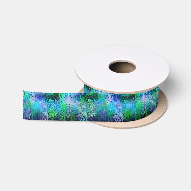 Colourful Retro Disco Glitter Satin Ribbon (Spool)