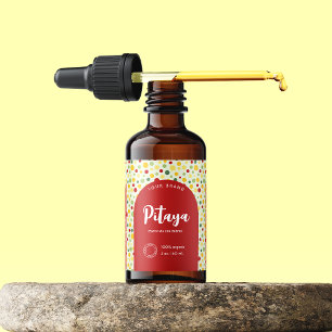 Colourful Retro Dots Cosmetic Dropper Bottle Label