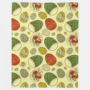 Colourful Retro Easter Eggs pattern Fleece Blanket