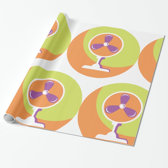 Colourful Retro Electric Fan Summer Pop Art Wrapping Paper (Unrolled)