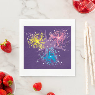 Colourful Retro Fireworks Burst Napkin