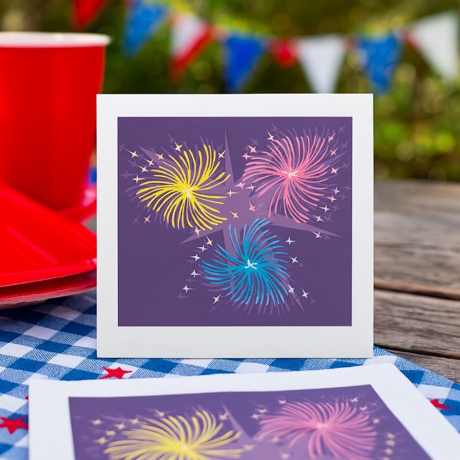 Colourful Retro Fireworks Burst Napkin (Creator Uploaded)