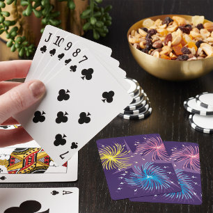 Colourful Retro Fireworks Burst Playing Cards