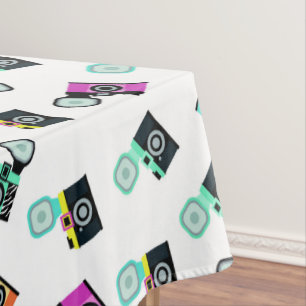 Colourful Retro Flash Camera Pattern Tablecloth