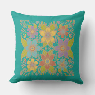 Colourful Retro Floral  Cushion