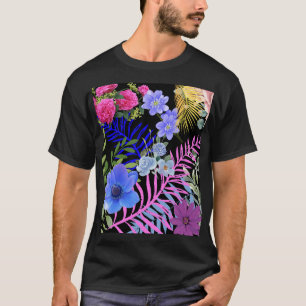 Colourful Retro Floral Fern Bontanical Foliage T-Shirt