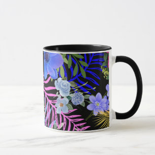 Colourful Retro Floral Fern Botanical Foliage Mug