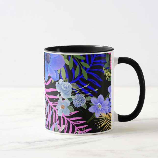 Colourful Retro Floral Fern Botanical Foliage  Mug (Right)