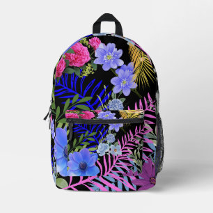 Colourful Retro Floral Fern Botanical Foliage Printed Backpack