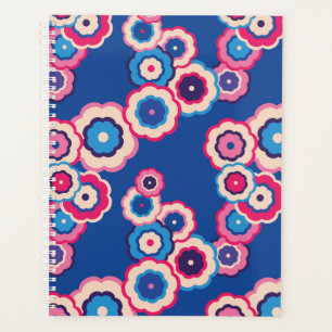 Colourful Retro Floral Flower Power pattern Planner