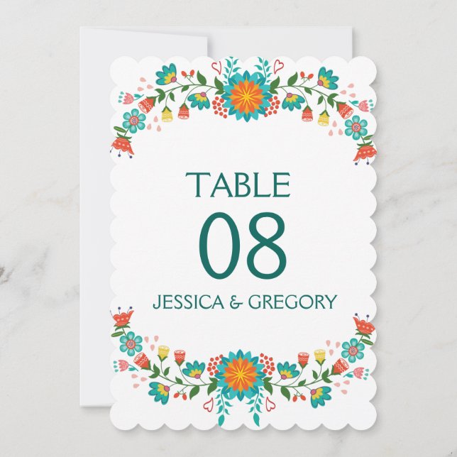 Colourful Retro Floral Frame Invitation (Back)