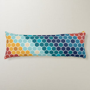 Colourful Retro Floral Mosaic Hexagon Pattern Body Cushion