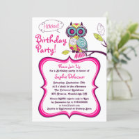Colourful Retro Floral Owl Kids Birthday Party