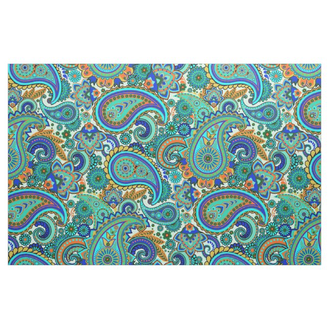 Colourful Retro Floral Paisley Pattern Fabric (Fat Quarter)