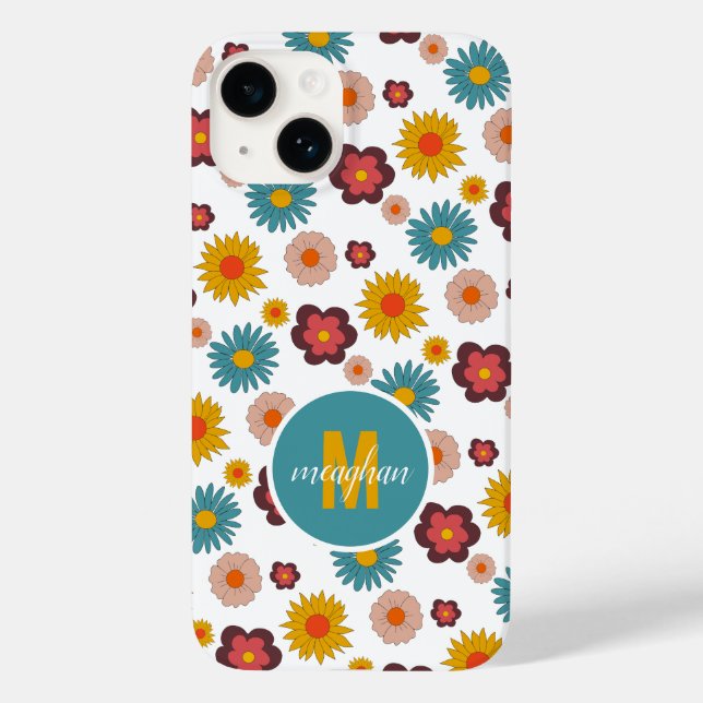 Colourful Retro Floral Pattern Case-Mate iPhone Case (Back)