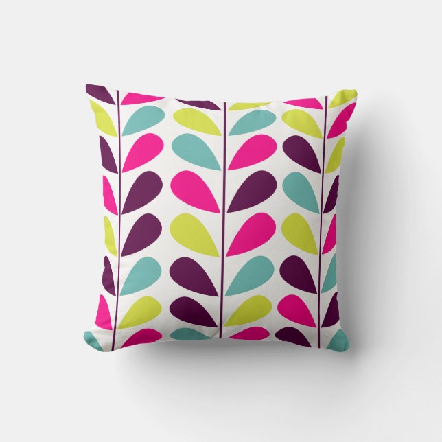 Colourful Retro Floral Pattern Decorative Pillow (Front)