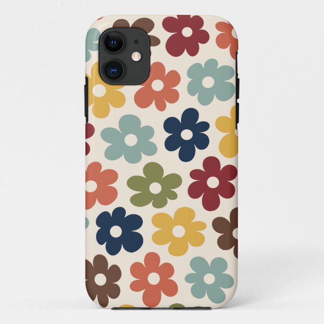 Colourful Retro Floral Pattern iPhone / iPad case (Back)
