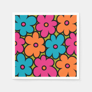 Colourful Retro Floral Pattern Napkin