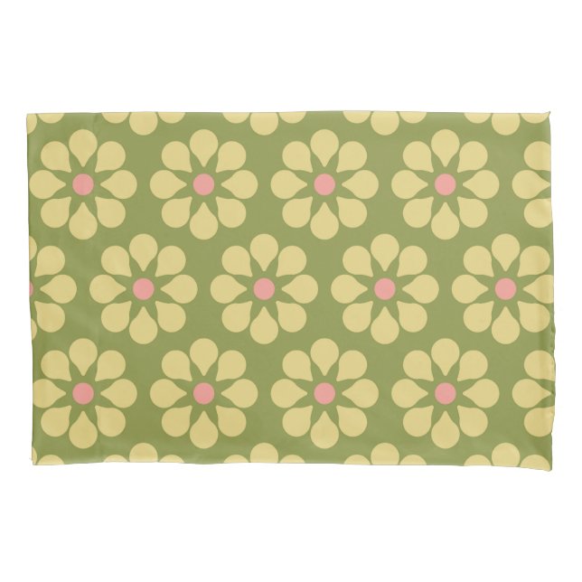 Colourful Retro Floral Pattern Pillowcase (Front)