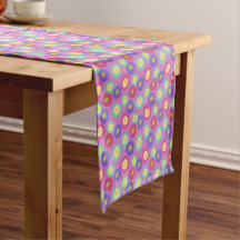 Colourful Retro Floral Pattern Purple Pink Green