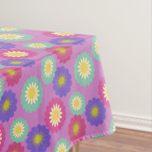Colourful Retro Floral Pattern Purple Pink Green