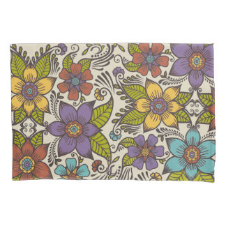 Colourful Retro Floral Pillowcase