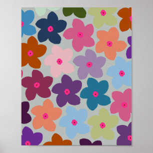 Colourful Retro Floral Poster