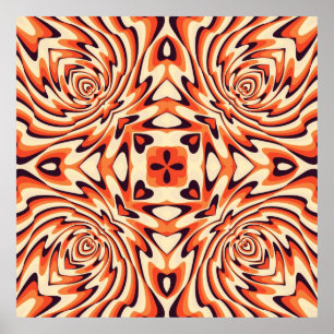 Colourful Retro Floral Seamless Poster