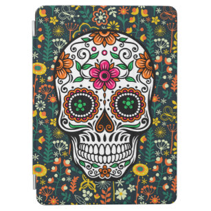 Colourful Retro Floral Sugar Skull iPad Air Cover