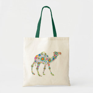 Colourful Retro Flower Camel Tote Bag