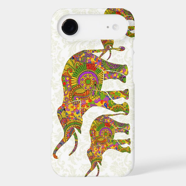 Colourful Retro Flower Elephant 4 Design Case-Mate iPhone Case (Back)