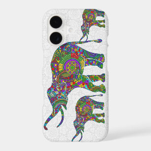 Colourful Retro Flower Elephant 5 Design