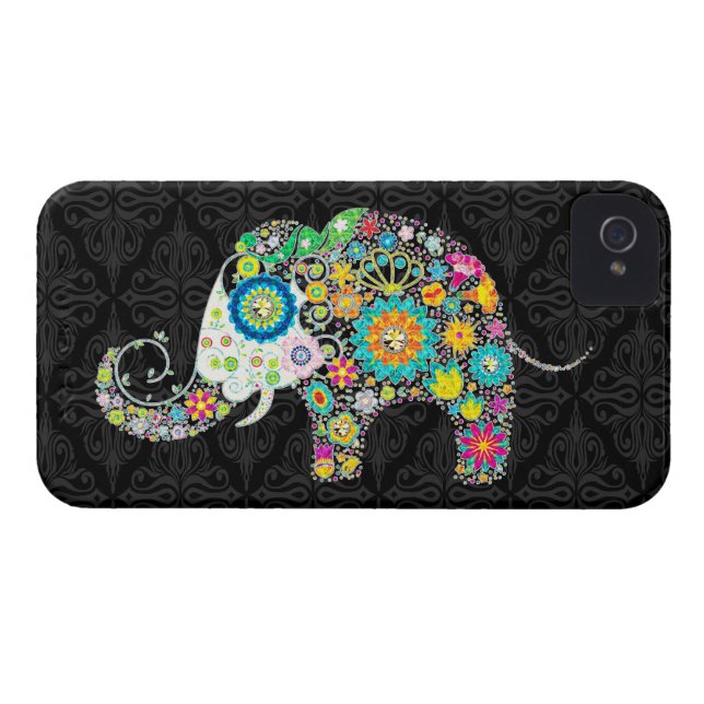 Colourful Retro Flower Elephant Design Case-Mate iPhone Case (Back Horizontal)