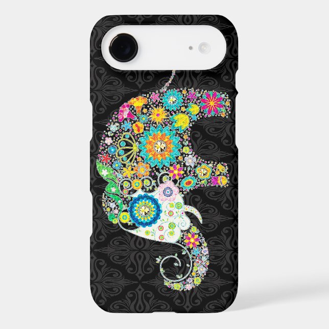 Colourful Retro Flower Elephant Design Case-Mate iPhone Case (Back)