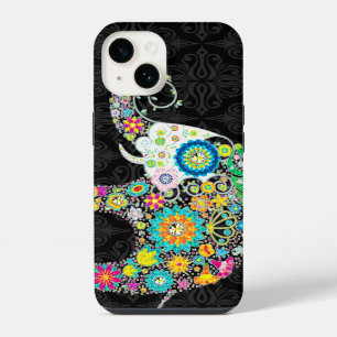 Colourful Retro Flower Elephant Design iPhone 14 Case