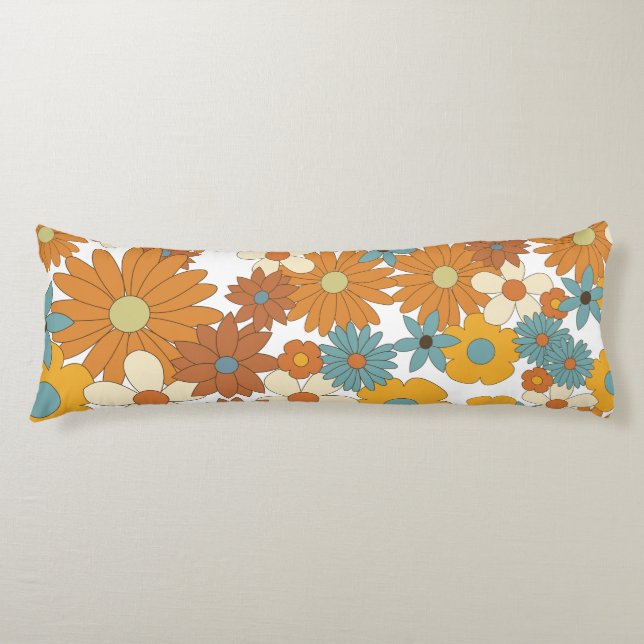 Colourful Retro Flower Pattern Body Cushion (Front)