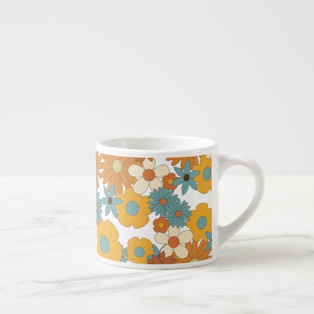 Colourful Retro Flower Pattern Espresso Cup (Right)