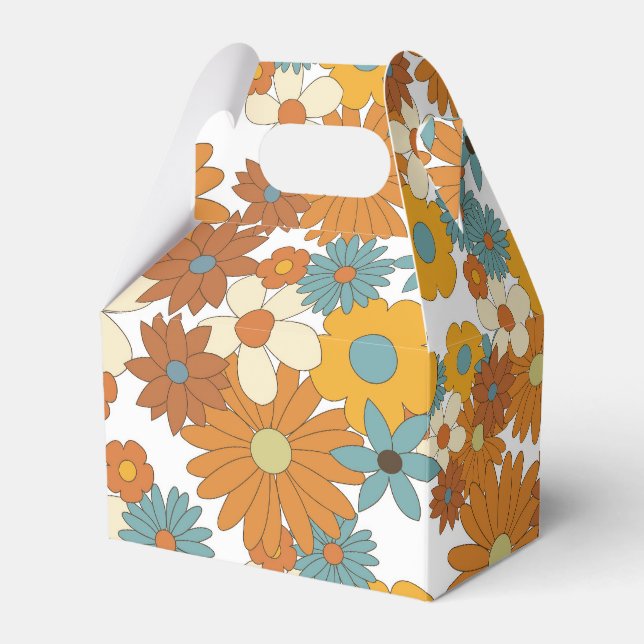 Colourful Retro Flower Pattern  Favour Box (Front Side)