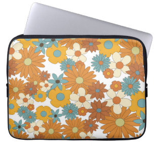 Colourful Retro Flower Pattern Laptop Sleeve