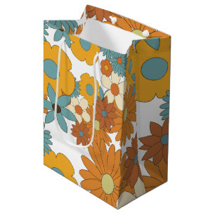 Colourful Retro Flower Pattern Medium Gift Bag