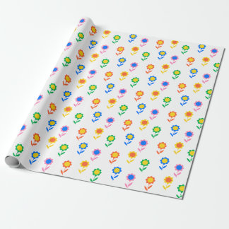 Colourful Retro Flower Pattern Pop Art Daisy Desig Wrapping Paper