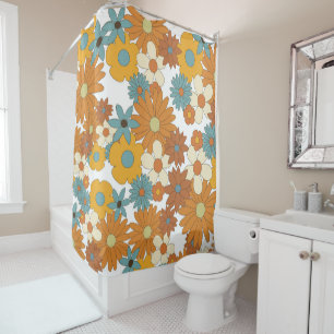 Colourful Retro Flower Pattern  Shower Curtain