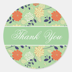 Colourful Retro Flower Smal Print Classic Round Sticker