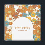 Colourful Retro Flowers 60's 70's Arch Wedding Magnet<br><div class="desc">A beautiful 60's 70's inspired retro flower pattern with arch. A minimalist vintage look wedding favour with groovy patterns and retro colour palette for anyone who loves groovy patterns,  floral daisies and retro colour palette designs. Matching wedding invitations and other stationery items are also available.</div>