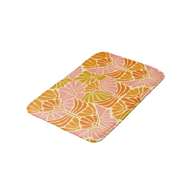 Colourful Retro Flowers Bath Mat (Angled)