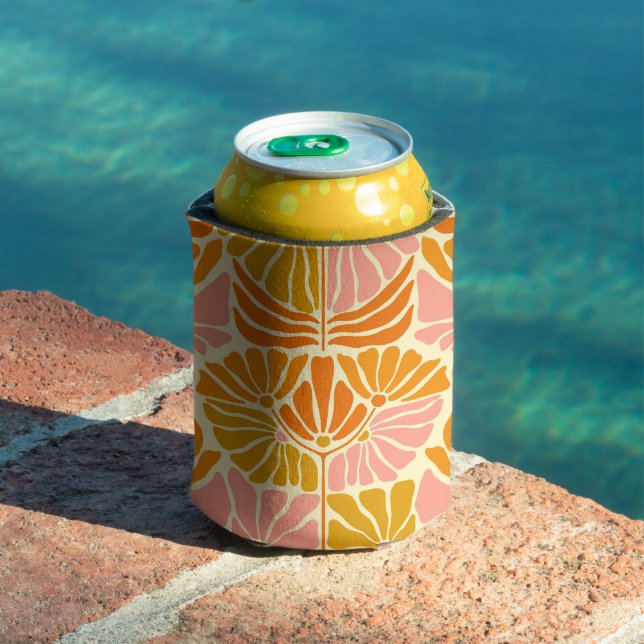 Colourful Retro Flowers Can Cooler (In Situ Pool)