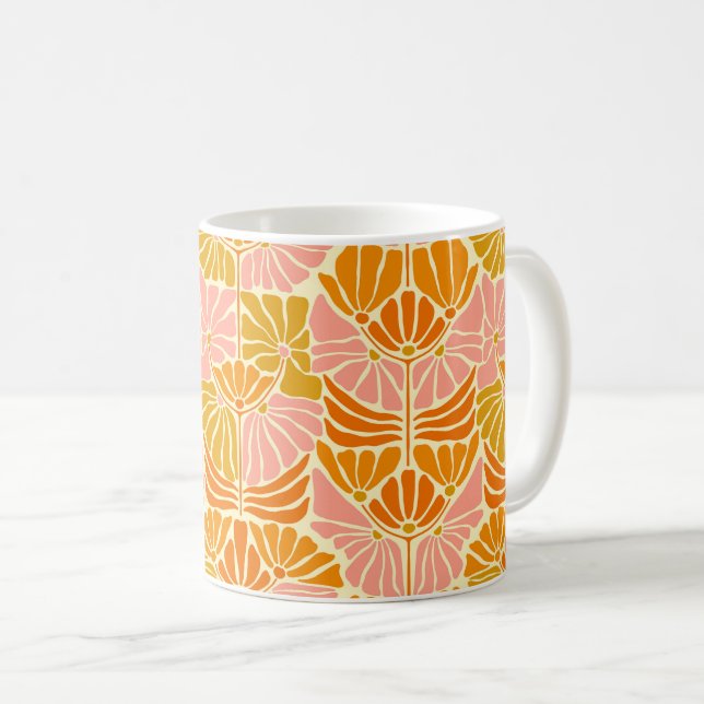 Colourful Retro Flowers Coffee Mug (Front Right)