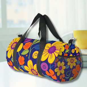 Colourful Retro Flowers-Dopamine Style Duffle Bag